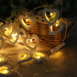 1.2m 10 LEDs Wooden Heart Christmas Party Outdoor Indoor Heart Decoration String Light