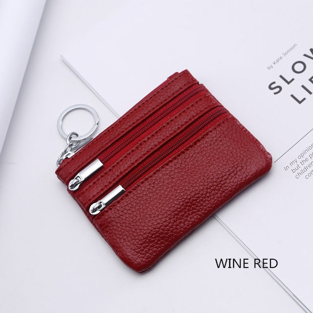 Genuine Leather Women Small Wallet Change Purses Zipper Card Holder Wallets