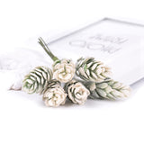 2 Bunches Artificial Flowers Plant Pine Cone Bouquet for Wedding Christmas Decoration White