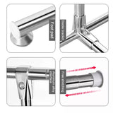 120-200cm Telescopic Drying Rack Outdoor Calcony Storage Shelf Stainless Steel Hanger Single Rod Clothes Rack, 120-200cm