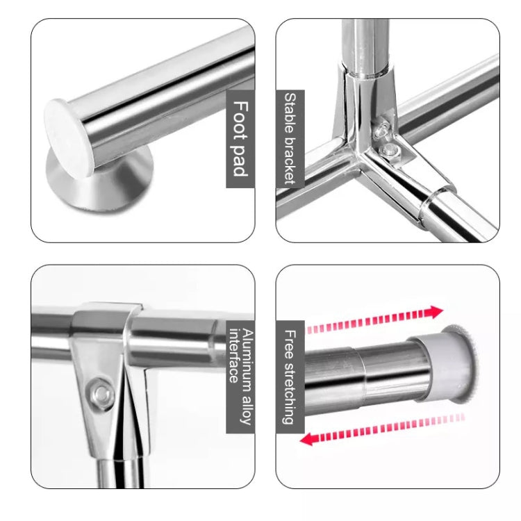 120-200cm Telescopic Drying Rack Outdoor Calcony Storage Shelf Stainless Steel Hanger Single Rod Clothes Rack, 120-200cm