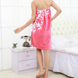 Velcro Adjustable Beach Beauty Salon Cotton Wrapped Chest Bath Towel for Men and Women, Morning Glory, Foundation Clover, Blue-green Gradient