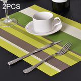 2 PCS Kitchen Dinning Table Placemat Napkins Heat Resistant PVC Stripe Mat Placemats Manteles Doilies Coaster Cup Pad Green