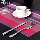 2 PCS Kitchen Dinning Table Placemat Napkins Heat Resistant PVC Stripe Mat Placemats Manteles Doilies Coaster Cup Pad Purple
