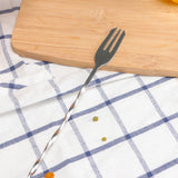 2 PCS Stainless Steel Long Handle Fork Spoon Cocktail Ice Stirrer Double Head Wine Mixing Stick