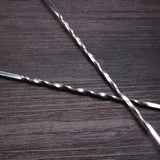 2 PCS Stainless Steel Long Handle Fork Spoon Cocktail Ice Stirrer Double Head Wine Mixing Stick