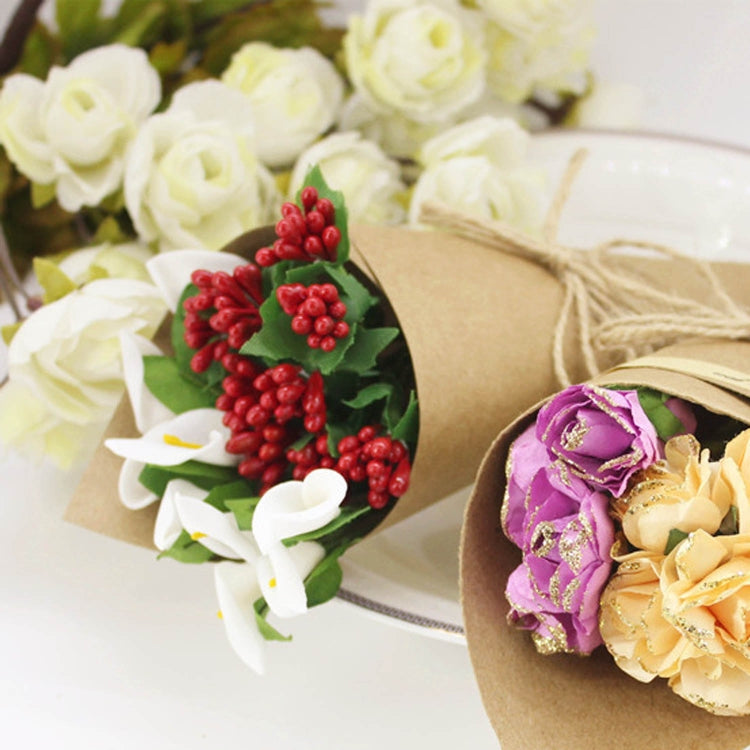 100 PCS Kraft Paper Cone Bouquet Candy Bag Christmas Wedding Party Gift Wrap with Twine, Bouquet Kraft Paper Cone