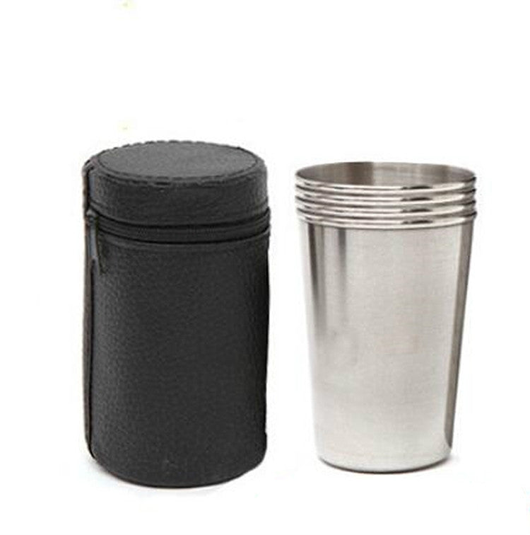 2 Sets Outdoor Mini Stainless Steel Small Wine Glass Hiking Camping Travel Portable Drinking Cup Set with Leather Case, Small 30ml Travel Portable Drinking Cup Small 30ml Travel Portable Drinking Cup