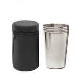 2 Sets Outdoor Mini Stainless Steel Small Wine Glass Hiking Camping Travel Portable Drinking Cup Set with Leather Case, Small 30ml Travel Portable Drinking Cup Small 30ml Travel Portable Drinking Cup
