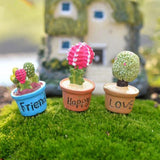 Mini Cute Potted Artificial Plant Flower Miniature Doll House Decoration Accessories, Blue, Baby, Love Heart, Flower, Love