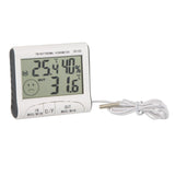 LCD Digital Thermometer Hygrometer Moisture Meter and Wired Temperature with External Sensor White, LCD Digital Thermometer