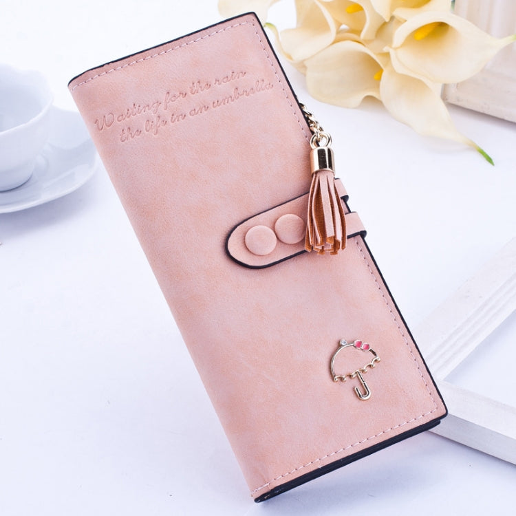 Women Umbrella Wallet Long Zipper Wallet Apricot
