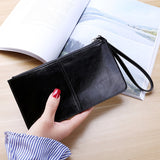 Women Zip Wallet Long Clutch Multi Card Holder Wallet Wrist Wallet Black
