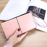 Women Zip Wallet Long Clutch Multi Card Holder Wallet Wrist Wallet Pink