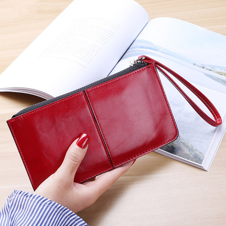 Women Zip Wallet Long Clutch Multi Card Holder Wallet Wrist Wallet Red