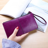 Women Zip Wallet Long Clutch Multi Card Holder Wallet Wrist Wallet Purple