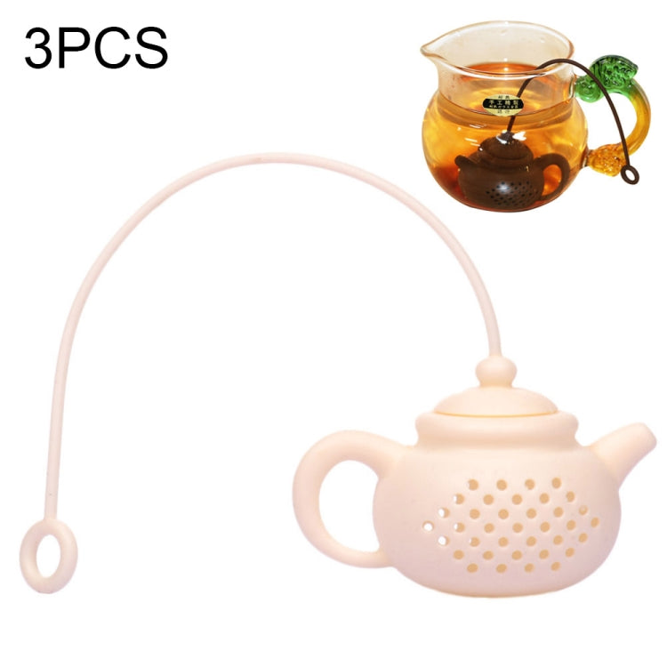 3 PCS Creative Silicone Tea Bag Tea Pot Shape Tea Filter Safely Cleaning Infuser White