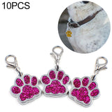 10 PCS Enamel Cat Dog Bear Paw Prints Key Chain Jewelry Making Hot Pink