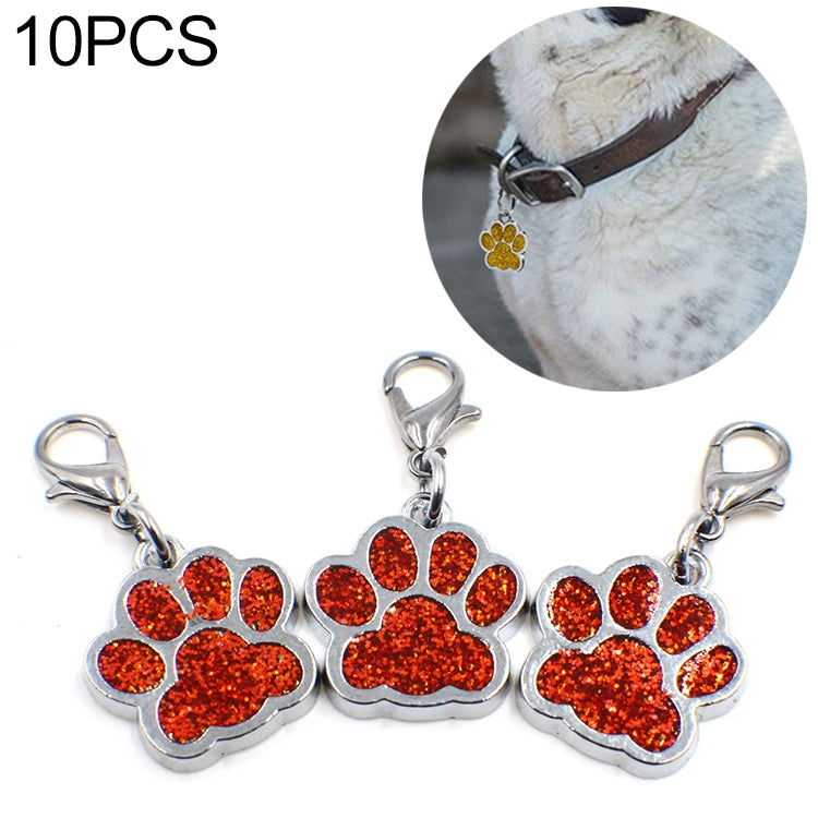 10 PCS Enamel Cat Dog Bear Paw Prints Key Chain Jewelry Making Red