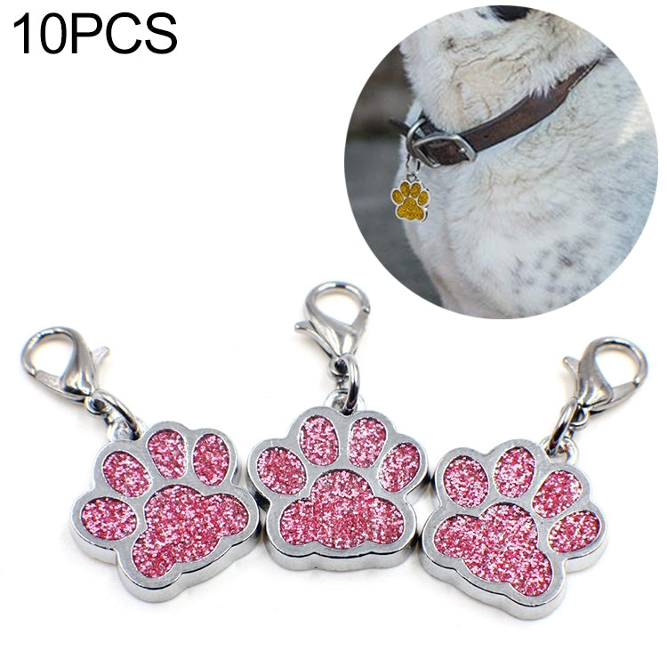 10 PCS Enamel Cat Dog Bear Paw Prints Key Chain Jewelry Making Pink