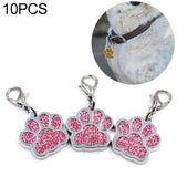 10 PCS Enamel Cat Dog Bear Paw Prints Key Chain Jewelry Making Pink