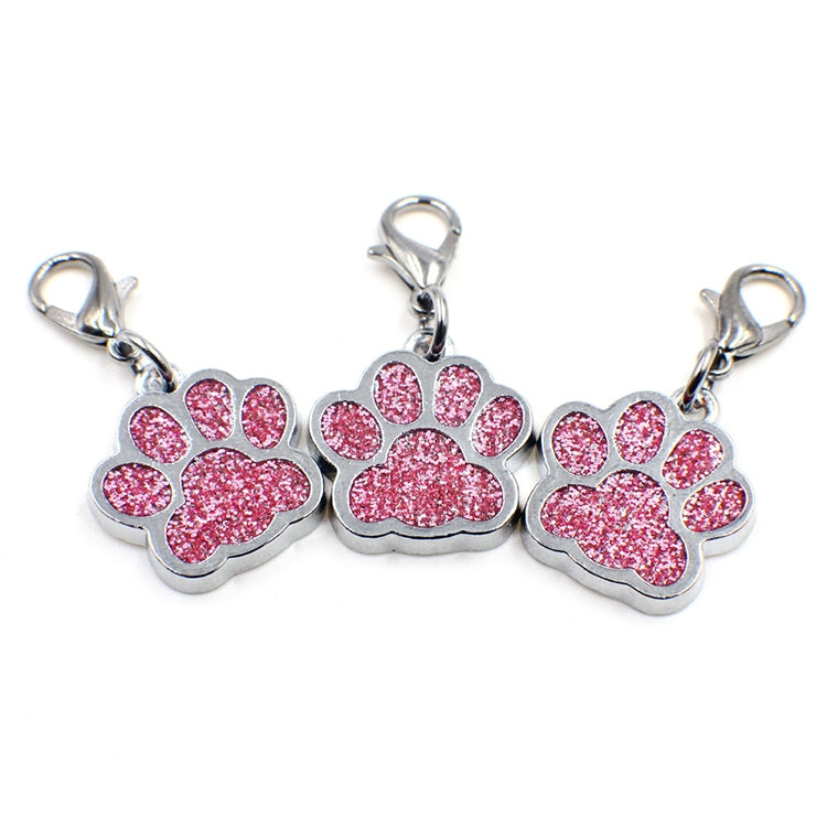 10 PCS Enamel Cat Dog Bear Paw Prints Key Chain Jewelry Making