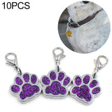 10 PCS Enamel Cat Dog Bear Paw Prints Key Chain Jewelry Making Dark Purple