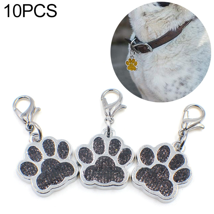 10 PCS Enamel Cat Dog Bear Paw Prints Key Chain Jewelry Making Black