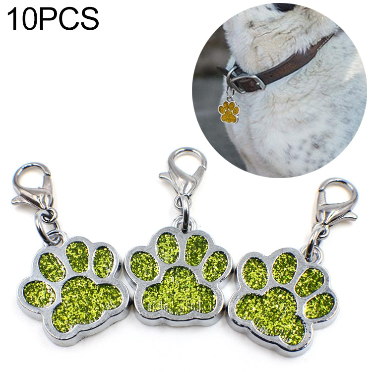 10 PCS Enamel Cat Dog Bear Paw Prints Key Chain Jewelry Making Light Green