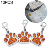 10 PCS Enamel Cat Dog Bear Paw Prints Key Chain Jewelry Making Orange