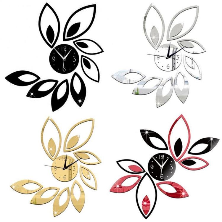 Flower Art Modern Design DIY Removable 3D Crystal Mirror Wall Clock Wall Sticker Living Room Bedroom Decor
