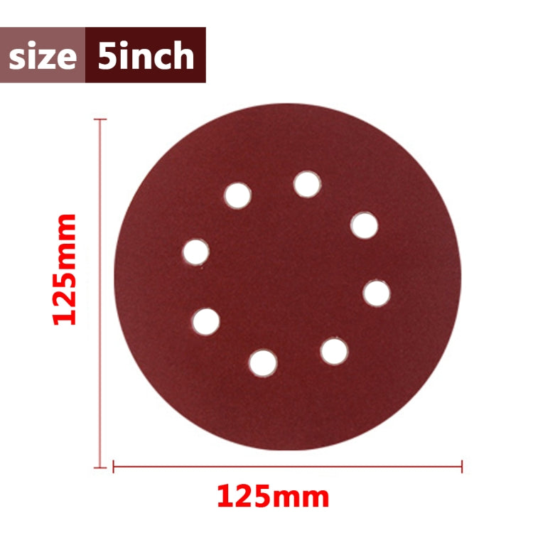 100 PCS 125MM Flocking Sandpaper 5 Inch 8 Hole Disc Sandpaper Self-adhesive Sandpaper, 40 Mesh, 60 Mesh, 80 Mesh, 100 Mesh, 120 Mesh, 150 Mesh, 180 Mesh, 240 Mesh, 320 Mesh, 400 Mesh, 600 Mesh, 800 Mesh, 1000 Mesh, 1200 Mesh, 1500 Mesh, 2000 Mesh      ...