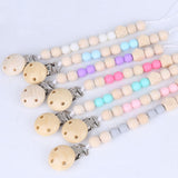 Baby Pacifier Clip Chain Wooden Holder Soother Pacifier Clips Leash Strap Nipple Holder for Infant Feeding