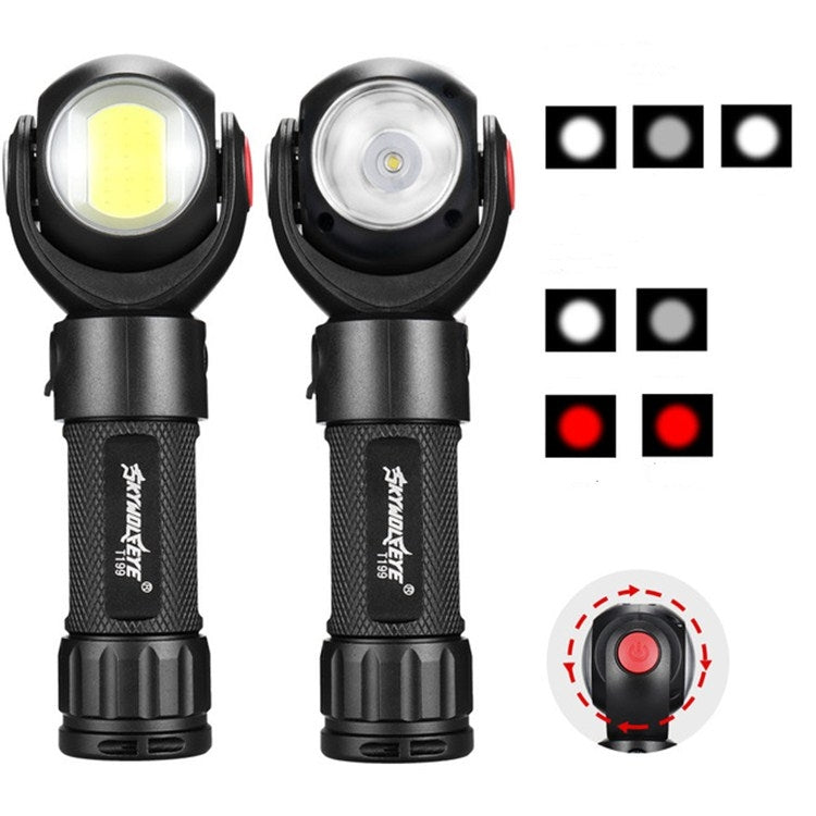 SKYWOLFEYE Lamp Head 360 Degree Rotation USB Rechargeable LED Glare Flashlight With Magnet COB Work Light, Without Battery