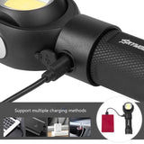 SKYWOLFEYE Lamp Head 360 Degree Rotation USB Rechargeable LED Glare Flashlight With Magnet COB Work Light, Without Battery