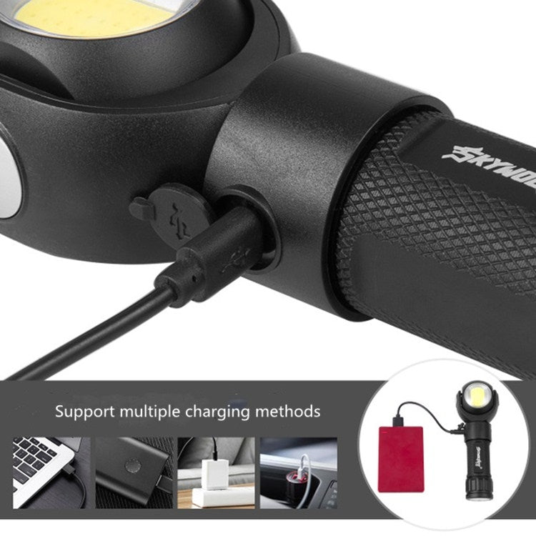 SKYWOLFEYE Lamp Head 360 Degree Rotation USB Rechargeable LED Glare Flashlight With Magnet COB Work Light, Without Battery