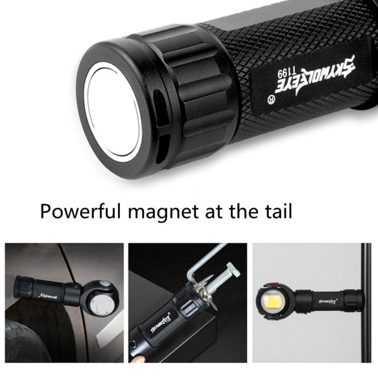 SKYWOLFEYE Lamp Head 360 Degree Rotation USB Rechargeable LED Glare Flashlight With Magnet COB Work Light, Without Battery