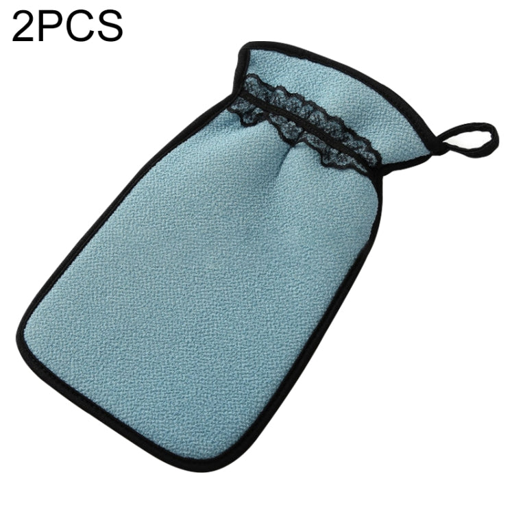2 PCS Shower Bath Gloves Exfoliating Wash Skin Spa Massage Bathroom Cleaning Tools Blue