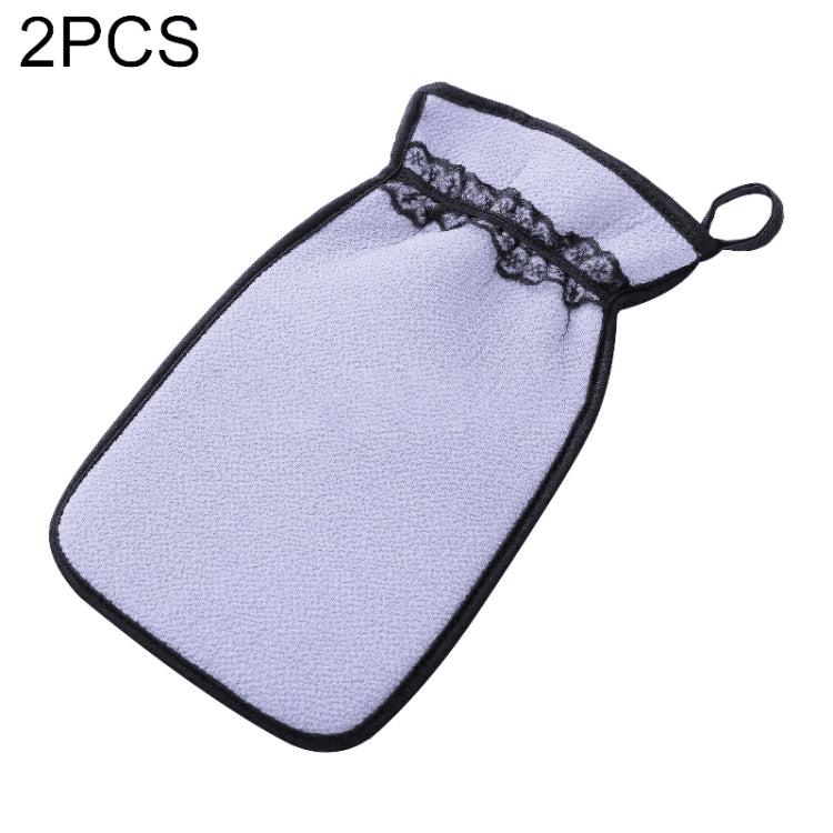 2 PCS Shower Bath Gloves Exfoliating Wash Skin Spa Massage Bathroom Cleaning Tools Purple