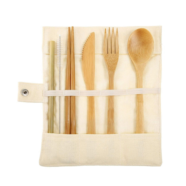 Travel Creative Bamboo Straw Dinnerware Knives Fork Spoon Chopsticks Set with Cloth Bag
