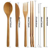 Travel Creative Bamboo Straw Dinnerware Knives Fork Spoon Chopsticks Set with Cloth Bag