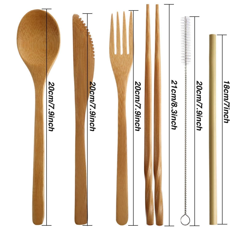 Travel Creative Bamboo Straw Dinnerware Knives Fork Spoon Chopsticks Set with Cloth Bag