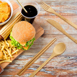 Travel Creative Bamboo Straw Dinnerware Knives Fork Spoon Chopsticks Set with Cloth Bag