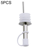 5 PCS Glass Bottle Stopper Stainless Steel Oil Stopper Silicone Stopper, White Hat Straight Mouth, White Hat Automatic Cap, Black Hat Straight Mouth, Black Hat Automatic Cap