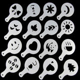 32 PCS Coffee Stencil Filter Coffee Maker Cappuccino Mold Templates Strew Flowers Pad Spray Art Baking Tools, 32 PCS
