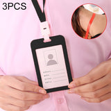 3 PCS Credit Card Holders PU Bank Card Neck Strap Bus Card ID Card Holder Identity Badge with Lanyard, Black, Pink, Gray, Green, Red, Yellow, Light Blue, Orange, Sapphire Blue