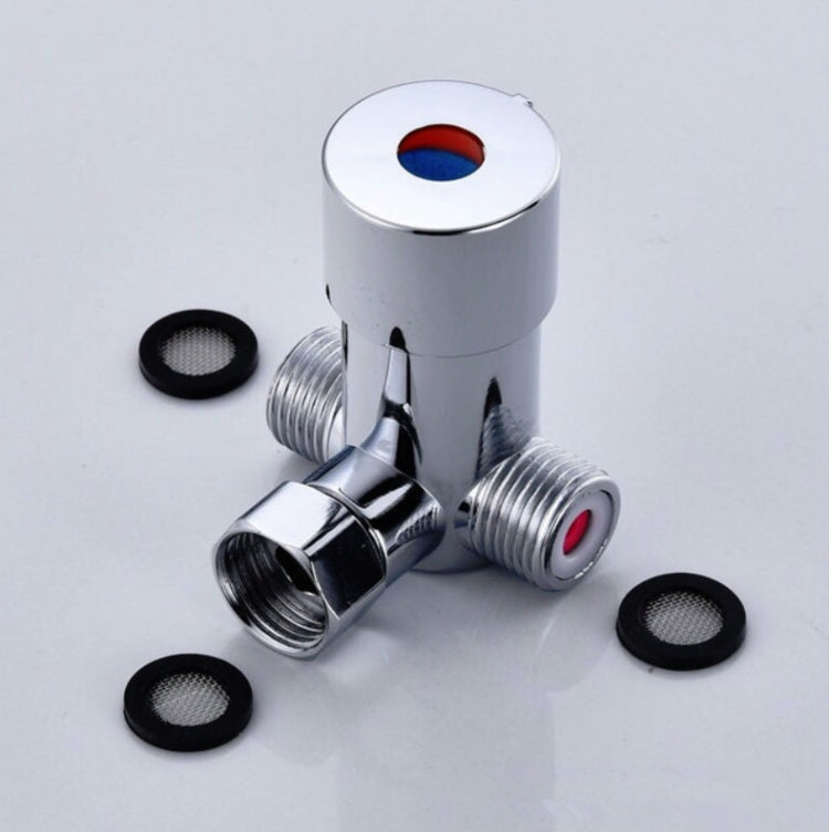 Brass Adjustable Temperature Three-way Valve Cold And Hot Water Mixing Switch Brass Induction Faucet, Three-way Valve