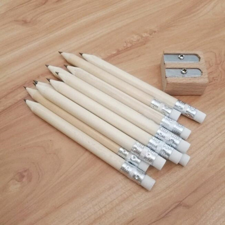12 PCS Sharpened Pencil Round Writing Pen Wooden Student Stationery with Eraser, HB HB Wood