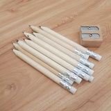 12 PCS Sharpened Pencil Round Writing Pen Wooden Student Stationery with Eraser, HB HB Wood