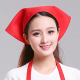 Waiter Men and Women Kitchen Work Turban Hat Triangle Scarf Chef Hat, Adjustable Adjustable Red Sticky Buckle